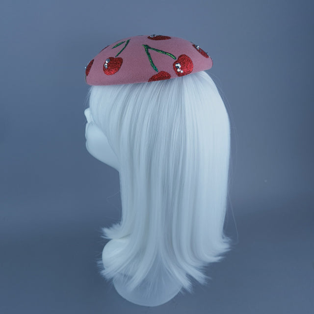 "Cherry Baby" Glitter Cherries Fruit Food Fascinator Hat