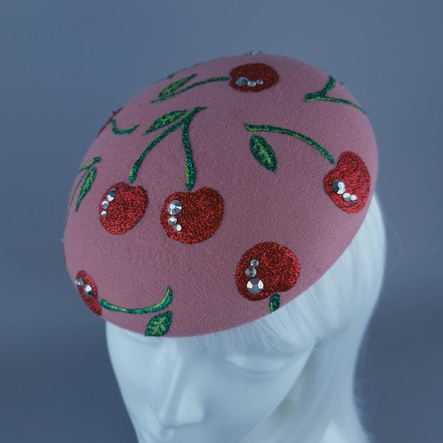 "Cherry Baby" Glitter Cherries Fruit Food Fascinator Hat