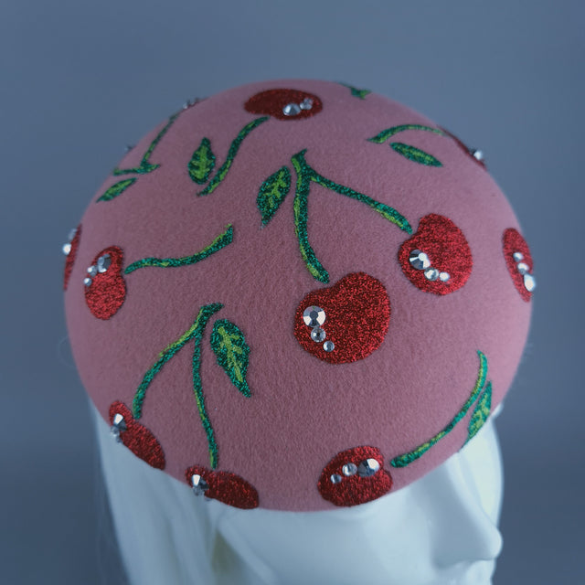 "Cherry Baby" Glitter Cherries Fruit Food Fascinator Hat