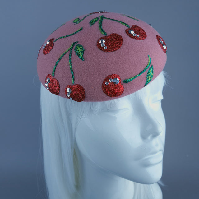 "Cherry Baby" Glitter Cherries Fruit Food Fascinator Hat