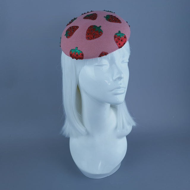"Berry Sweet" Glitter Strawberry Food Fascinator Hat