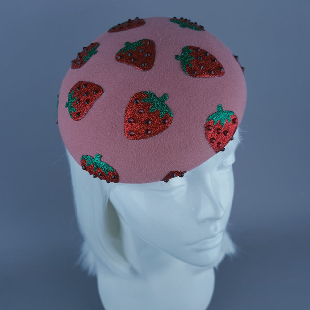 "Berry Sweet" Glitter Strawberry Food Fascinator Hat