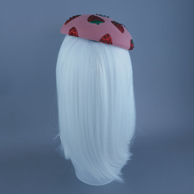 "Berry Sweet" Glitter Strawberry Food Fascinator Hat