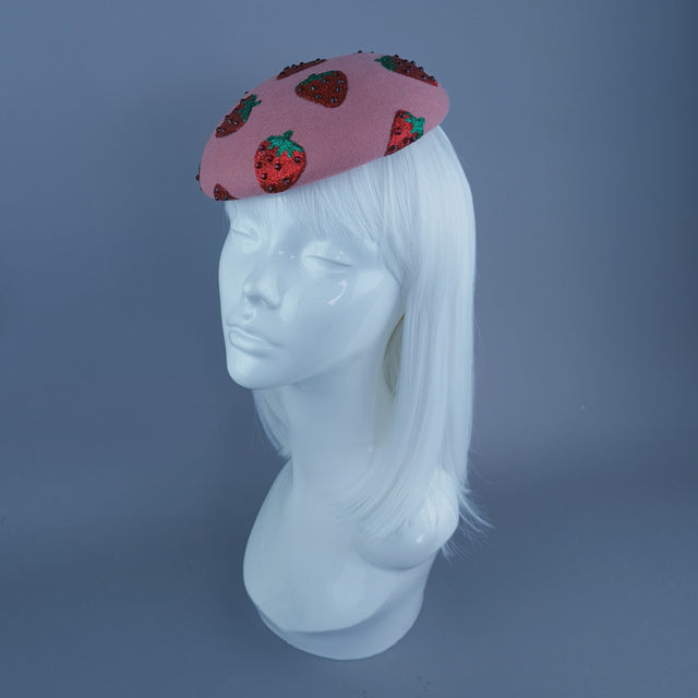 "Berry Sweet" Glitter Strawberry Food Fascinator Hat