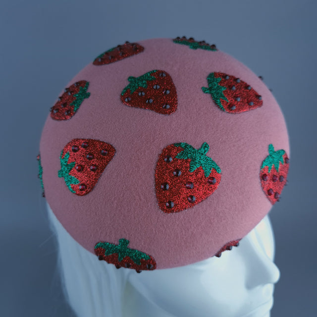 "Berry Sweet" Glitter Strawberry Food Fascinator Hat