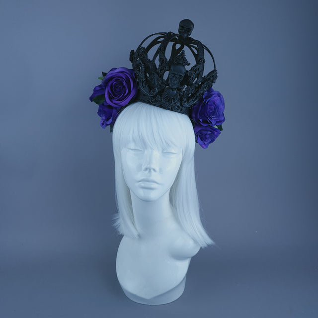 "Adalricus" Purple Rose & Black Filigree Crown Headdress