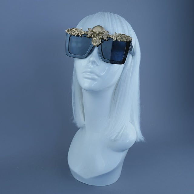 "Crowley" Gold Skull Filigree Unisex Sunglasses