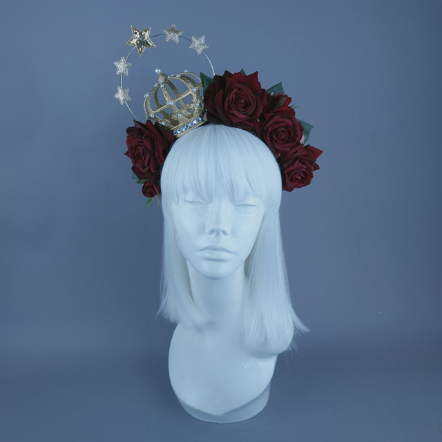"Ave Maria" Red Rose & Halo Crown Headdress