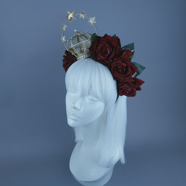 "Ave Maria" Red Rose & Halo Crown Headdress
