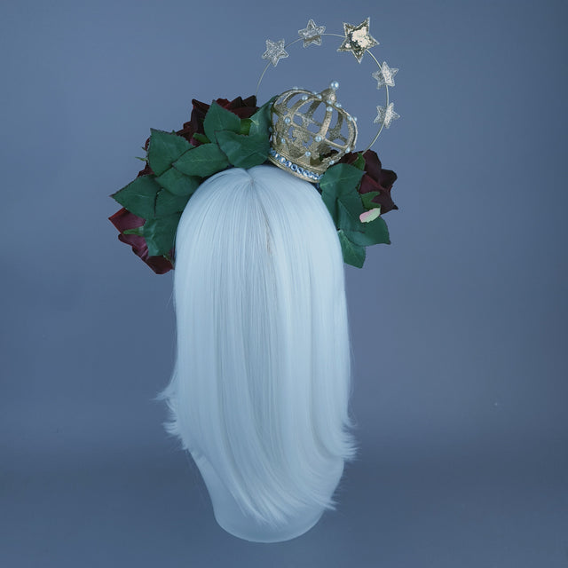 "Ave Maria" Red Rose & Halo Crown Headdress