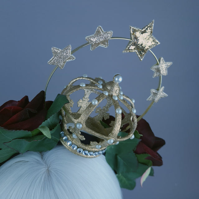"Ave Maria" Red Rose & Halo Crown Headdress