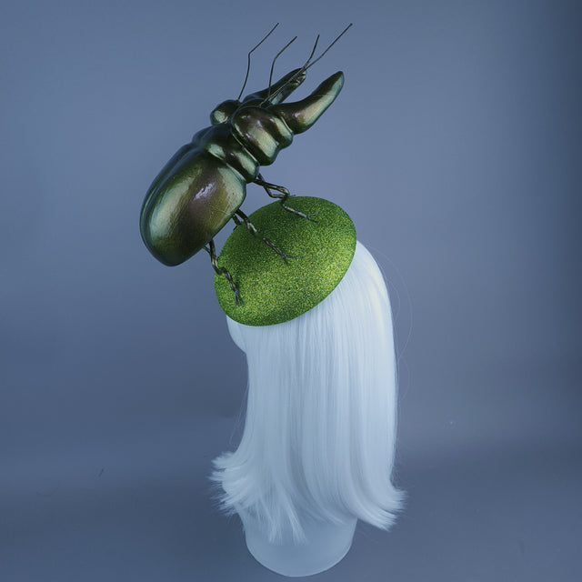 "Scuttle" Giant Stag Beetle Insect Bug Fascinator Hat