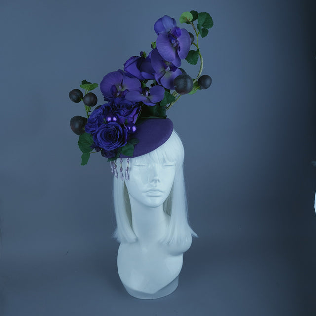 "Summanus" Purple Plum, Pearl & Beading Fascinator