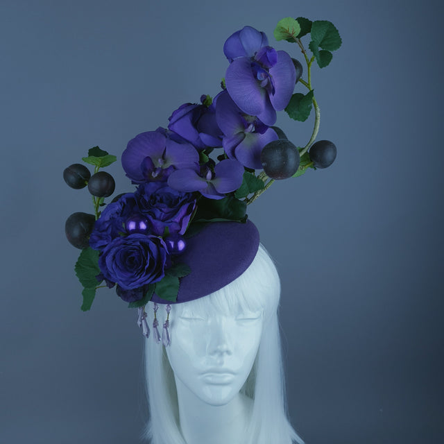"Summanus" Purple Plum, Pearl & Beading Fascinator