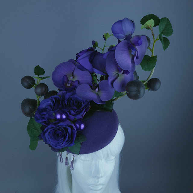"Summanus" Purple Plum, Pearl & Beading Fascinator