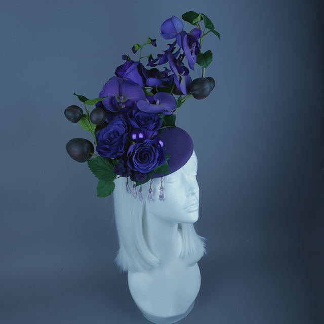 "Summanus" Purple Plum, Pearl & Beading Fascinator