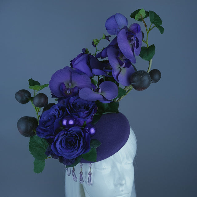 "Summanus" Purple Plum, Pearl & Beading Fascinator