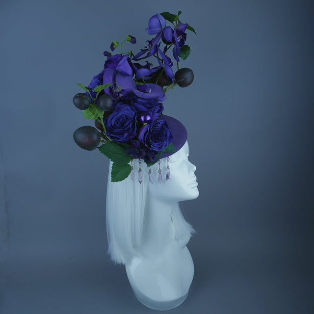 "Summanus" Purple Plum, Pearl & Beading Fascinator