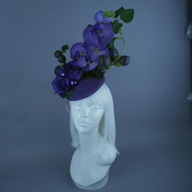 "Summanus" Purple Plum, Pearl & Beading Fascinator