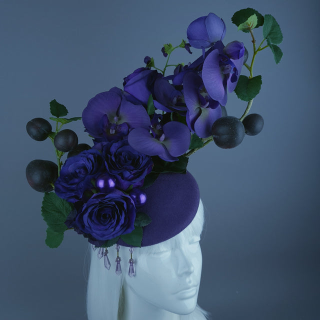 "Summanus" Purple Plum, Pearl & Beading Fascinator