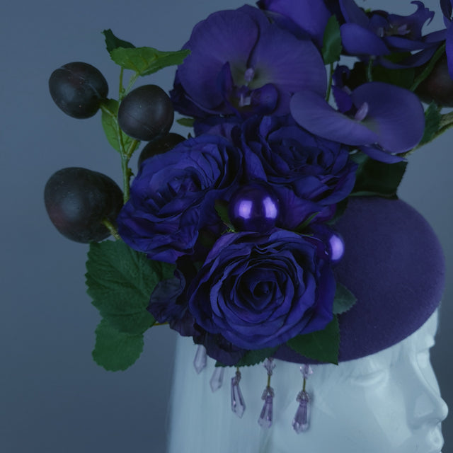 "Summanus" Purple Plum, Pearl & Beading Fascinator