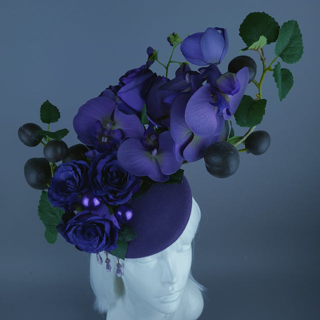 "Summanus" Purple Plum, Pearl & Beading Fascinator