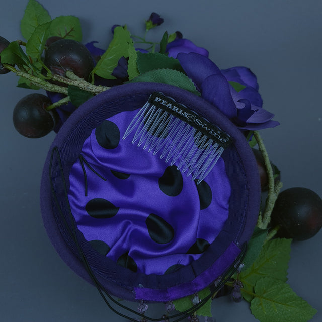 "Summanus" Purple Plum, Pearl & Beading Fascinator