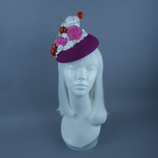 "Yummie" Ice-Cream & Cherries Pink Food Fascinator Hat