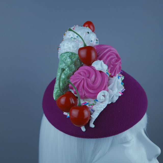 "Yummie" Ice-Cream & Cherries Pink Food Fascinator Hat