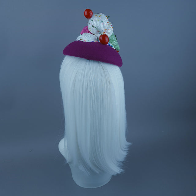 "Yummie" Ice-Cream & Cherries Pink Food Fascinator Hat