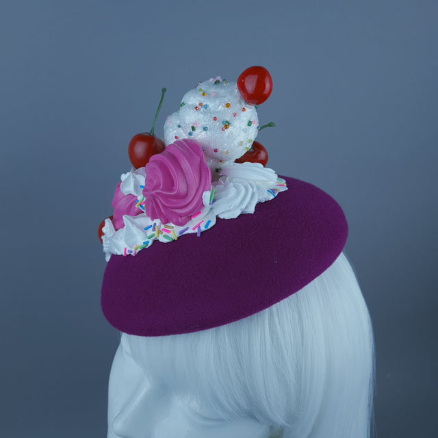 "Yummie" Ice-Cream & Cherries Pink Food Fascinator Hat