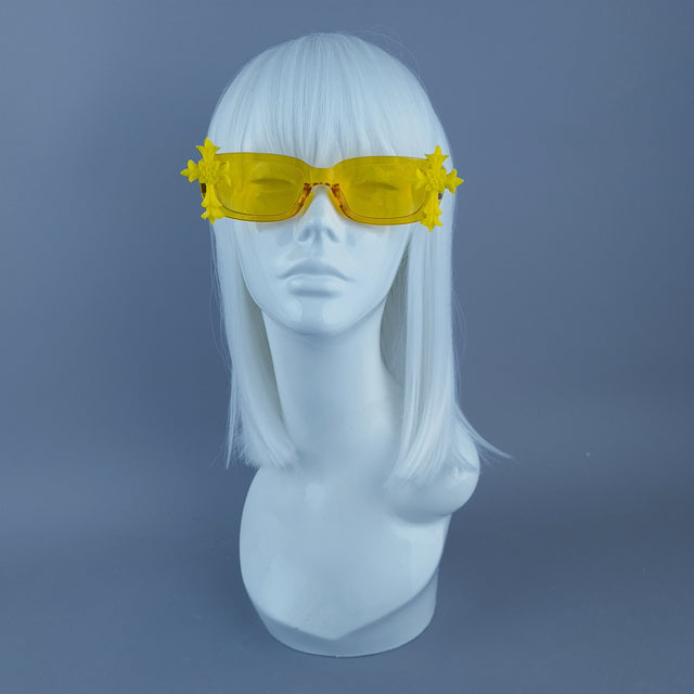 Square Yellow Jelly Cross Sunglasses