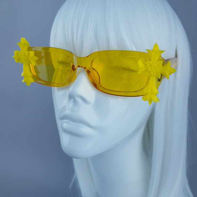 Square Yellow Jelly Cross Sunglasses