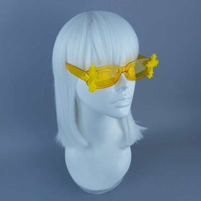Square Yellow Jelly Cross Sunglasses