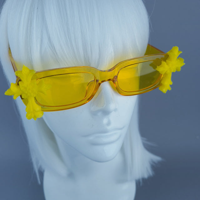 Square Yellow Jelly Cross Sunglasses