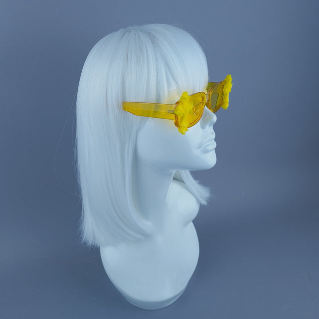 Square Yellow Jelly Cross Sunglasses