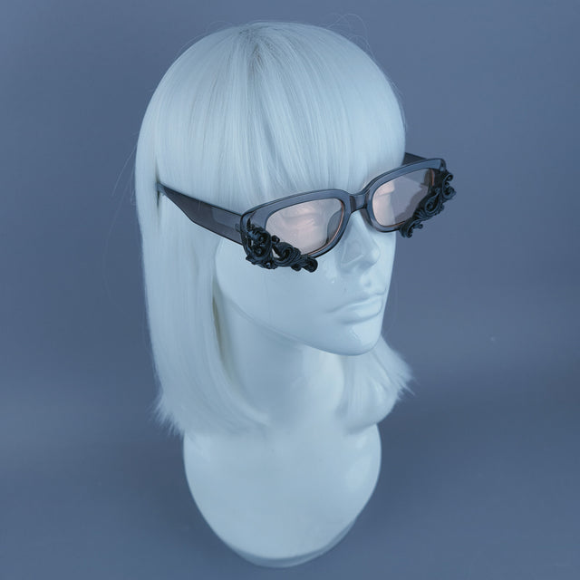 Square Grey Jelly Filigree Sunglasses