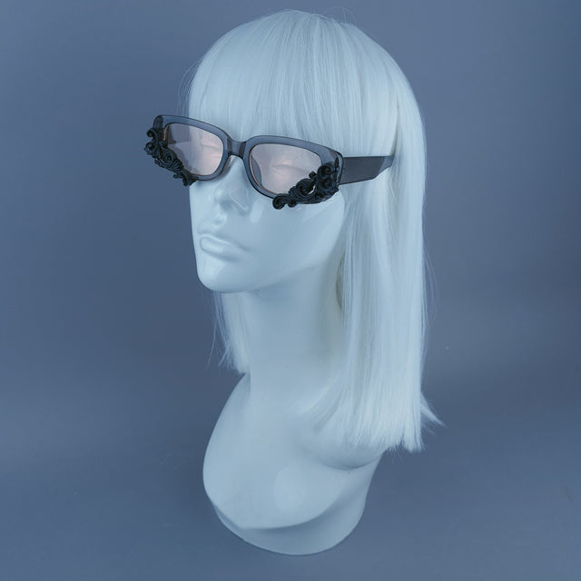 Square Grey Jelly Filigree Sunglasses