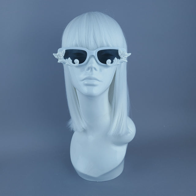Square White Filigree & Cherub Sunglasses
