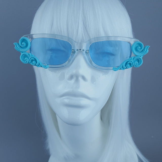 Square Blue Filigree Sunglasses