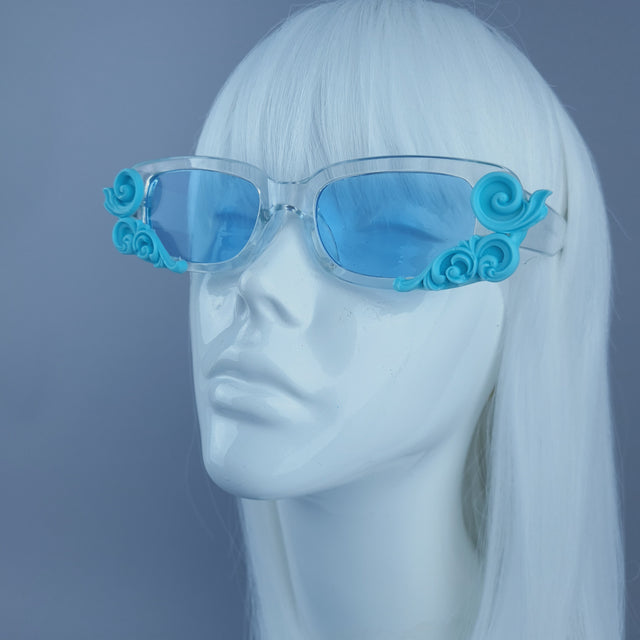 Square Blue Filigree Sunglasses