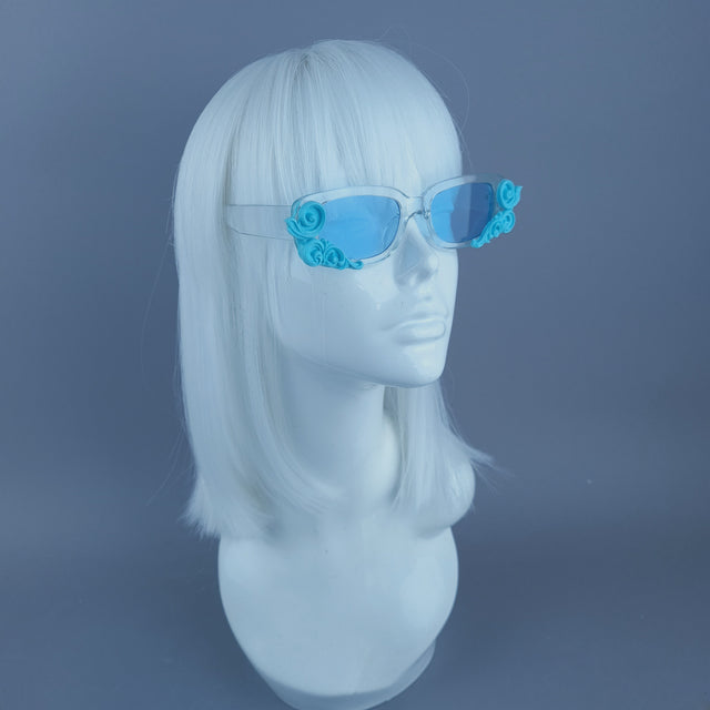 Square Blue Filigree Sunglasses