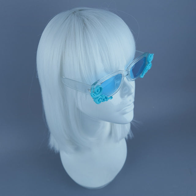Square Blue Filigree Sunglasses