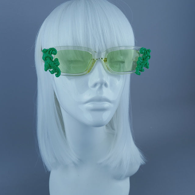 Square Green Filigree Sunglasses