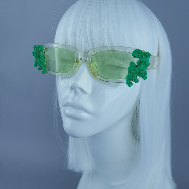 Square Green Filigree Sunglasses
