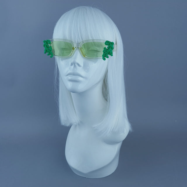 Square Green Filigree Sunglasses