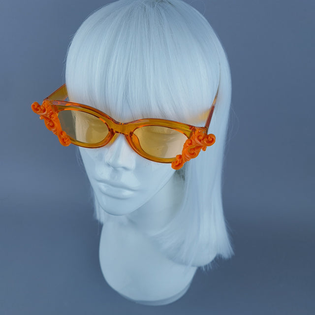 Cat Eye Orange Filigree Sunglasses