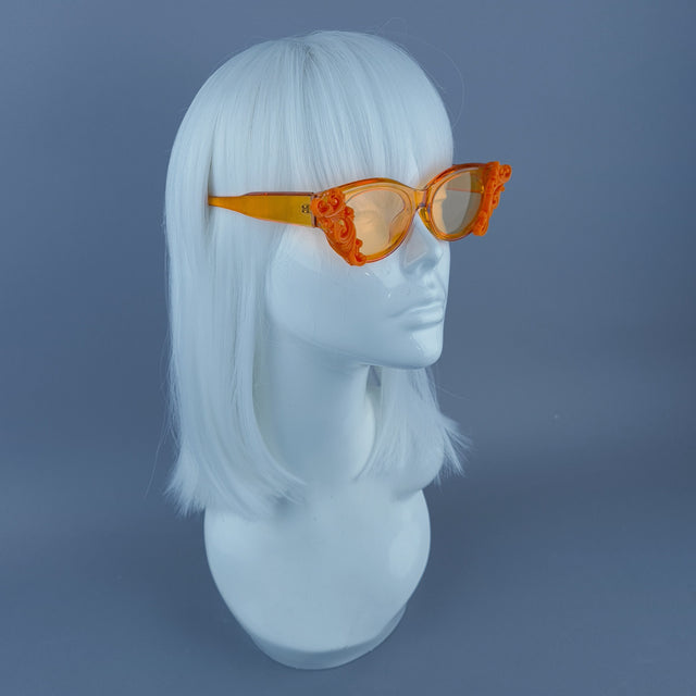 Cat Eye Orange Filigree Sunglasses