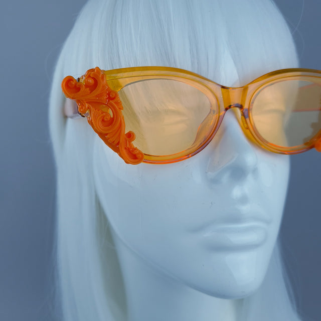 Cat Eye Orange Filigree Sunglasses