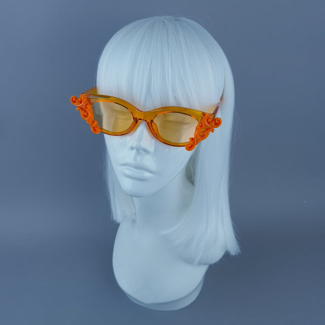 Cat Eye Orange Filigree Sunglasses